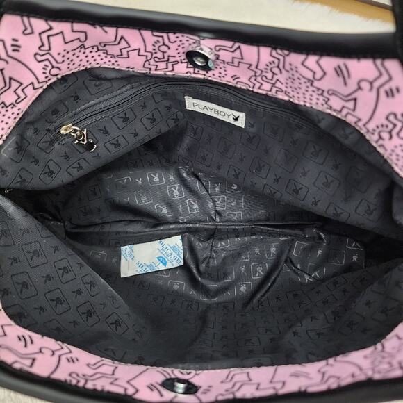NEW Playboy Bunny Y2K Pink Patterned Graphic Shoulder Tote Women's Bag - Picture 9 of 12